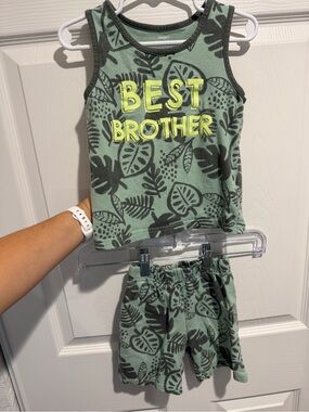 Carter's 'Best Brother' Green Leaf Tank & Shorts Set
